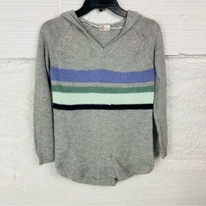 SO Heather Gray Knitted striped Pullover hoodie sweater size small
